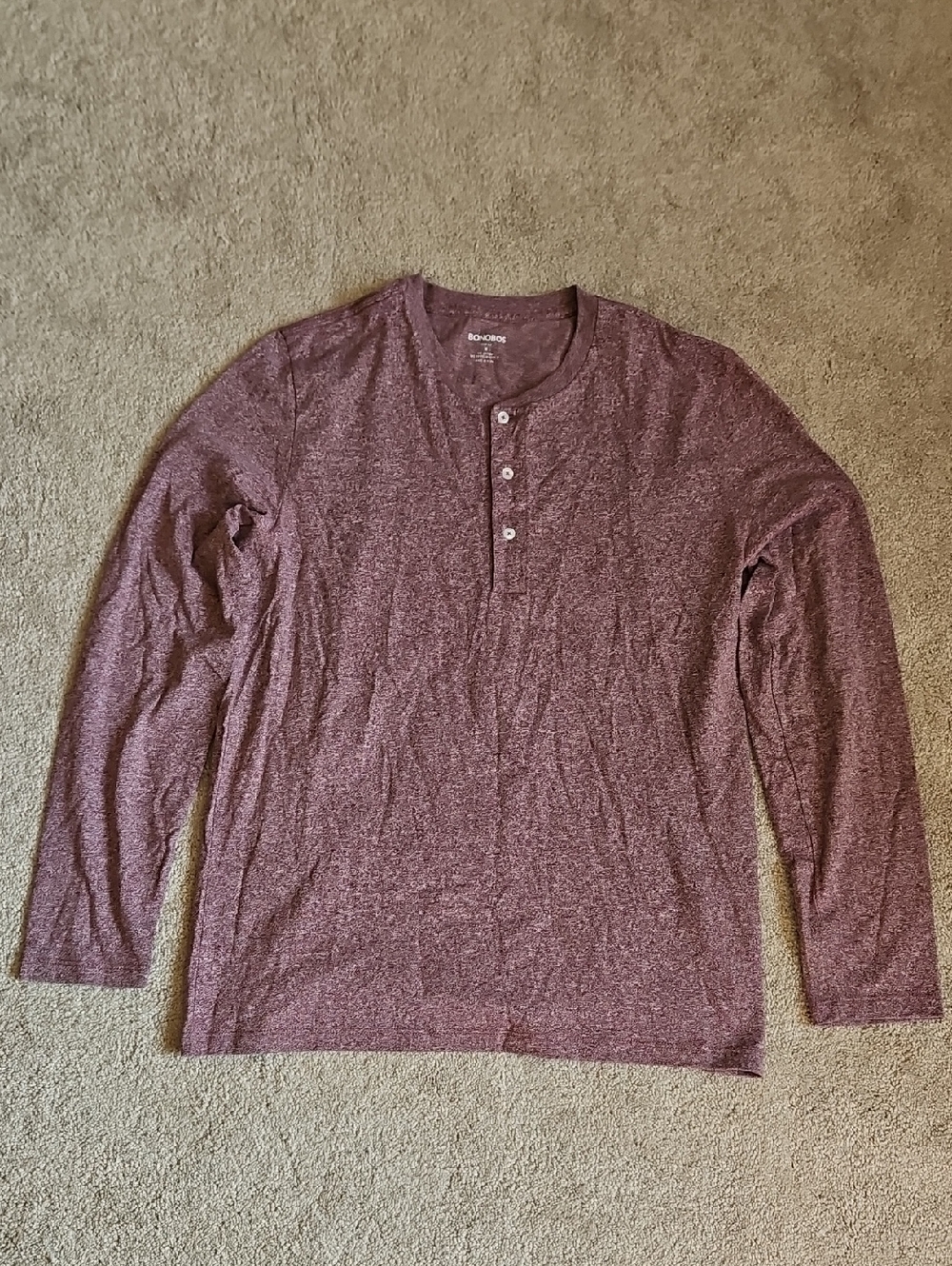 Bonobos Burgundy Heather Long-Sleeve Henley